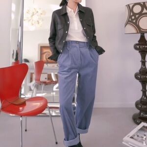 Blue High-Waisted Pants from Other Stories